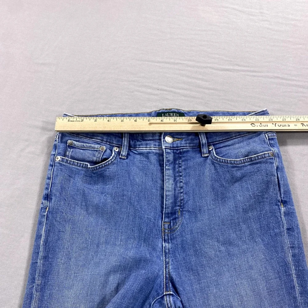 Lauren Ralph Lauren LRL Jeans Womens 12P Blue Denim Crop Straight High‎ Rise